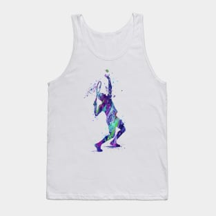 Tennis Player Watercolor Painting Art Print Gifts Tank Top
